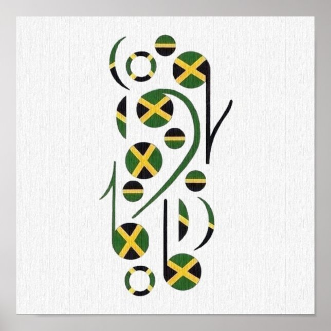 Jamaica Flag Musical Notes Poster (Vorne)