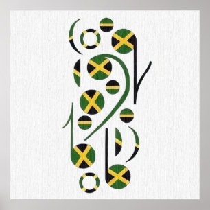 Jamaica Flag Musical Notes Poster
