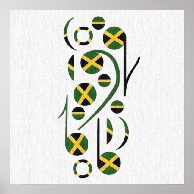 Jamaica Flag Musical Notes Poster (Vorne)