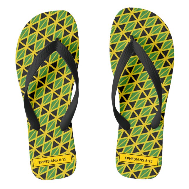 JAMAICA FLAG Patriotic Custom Scripting Carnival Flip Flops (Fußbett)