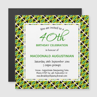 JAMAICA FLAG Personalisiert 40. Geburtstag Magneteinladung