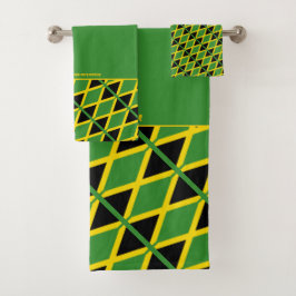 JAMAICA FLAG Personalisierte Schrift GREEN Badhandtuch Set