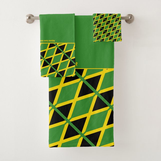 JAMAICA FLAG Personalisierte Schrift GREEN Badhandtuch Set (Insitu)