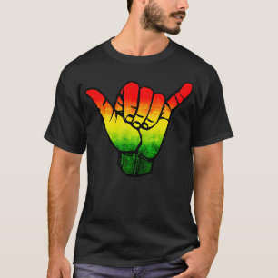 Jamaica Flag Rasta Hawaii Shaka Sign ArtRetro Sha T-Shirt