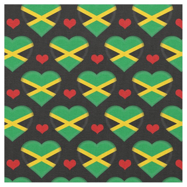 Jamaica Flag & Red Heart Modefabrik / Reggae Stoff (Nahaufnahme)