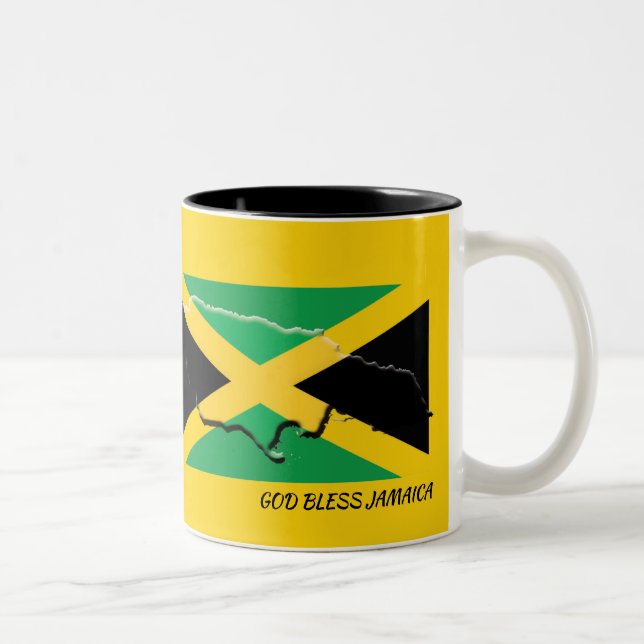JAMAICA FLAG Scripture Customized Patriotic Yellow Zweifarbige Tasse (Rechts)