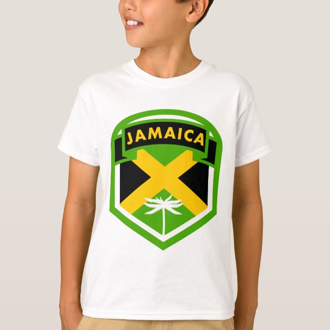 Jamaica Flag Shield Style T-Shirt (Vorderseite)