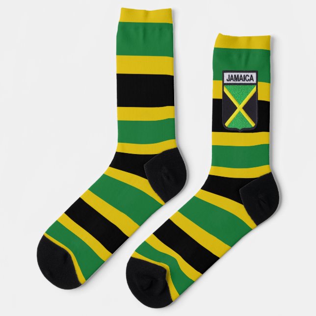 Jamaica Flag Socks Proud Jamaicans Rasta Roots Socken (Linkes Detail)