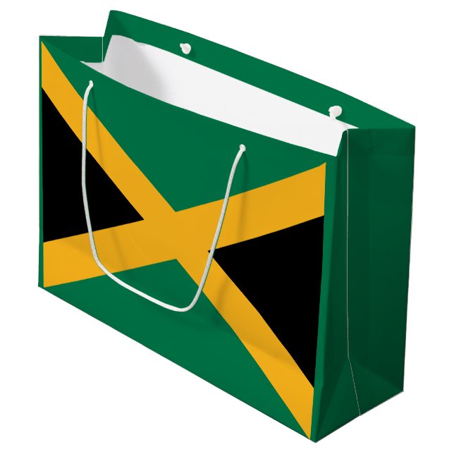 Jamaica-Flagge Große Geschenktüte (Vorderseite Schrägansicht)