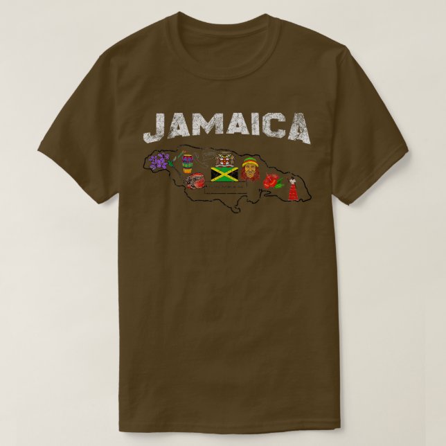 jamaica flagge jamaican map jamaican National Symb T-Shirt (Design vorne)