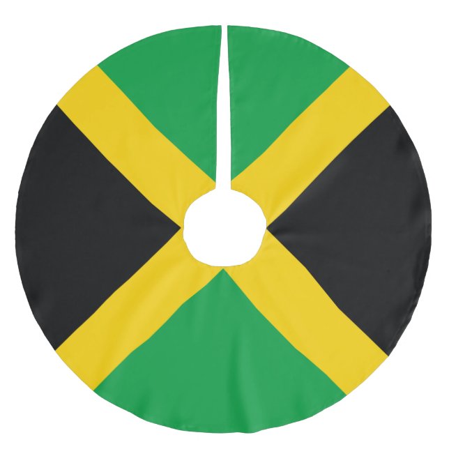 Jamaica-Flagge Polyester Weihnachtsbaumdecke (Vorderseite)