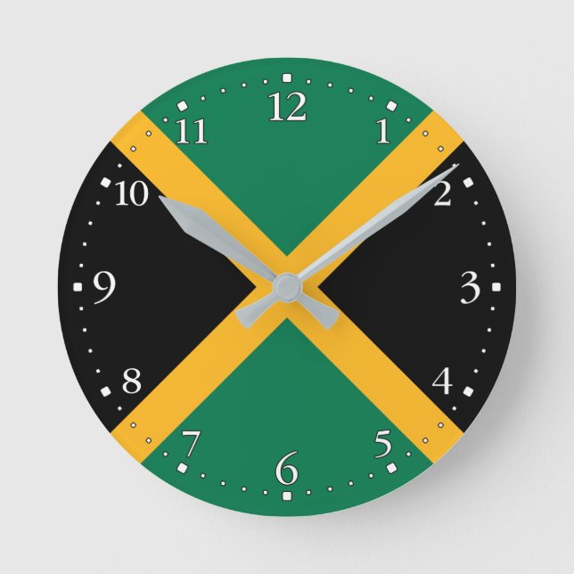 Jamaica-Flagge Runde Wanduhr (Vorderseite)