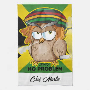 Jamaica Funny Rasta Rauchen Owl Anpassbar Geschirrtuch