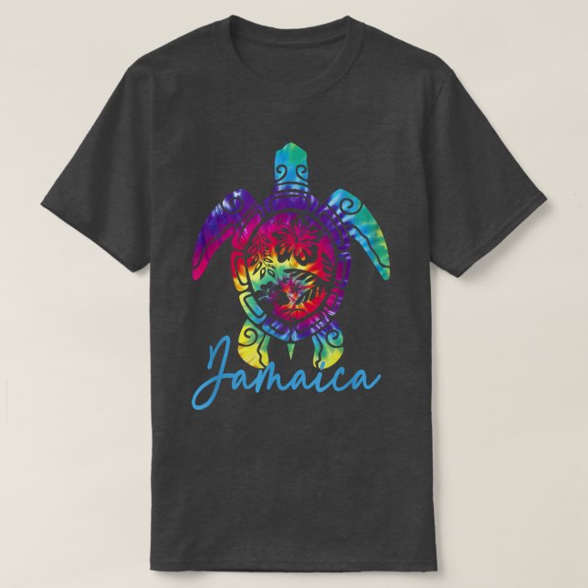 Jamaica Gefärbte Krawatte Sea Turtle Matching Fami T-Shirt (Design vorne)