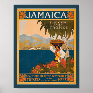 Jamaica Gem of the Tropics 1910 Jugendreise Poster