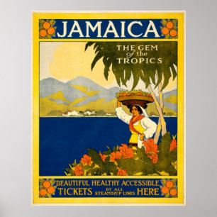 Jamaica Gem von The Tropics Vintage Travel Poster
