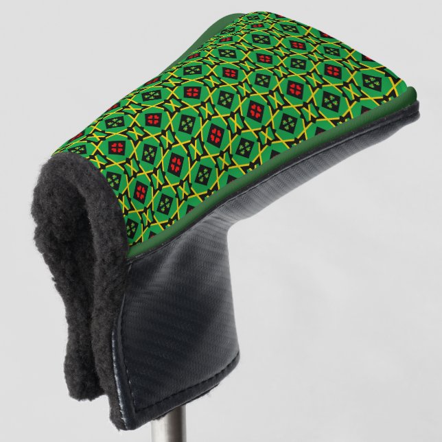 Jamaica Golf, Hearts und Jamaica Flag Mode Golf Headcover (3/4 Vorderseite)