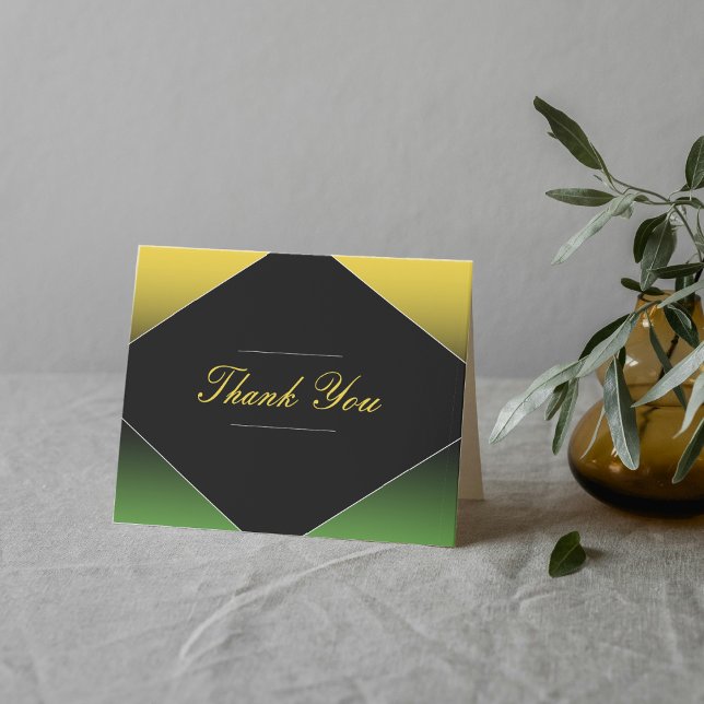 Jamaica Green Black & Gold Caribbean Elegant Dankeskarte (Jamaica Green Black & Gold Caribbean Elegant Thank You Card
)