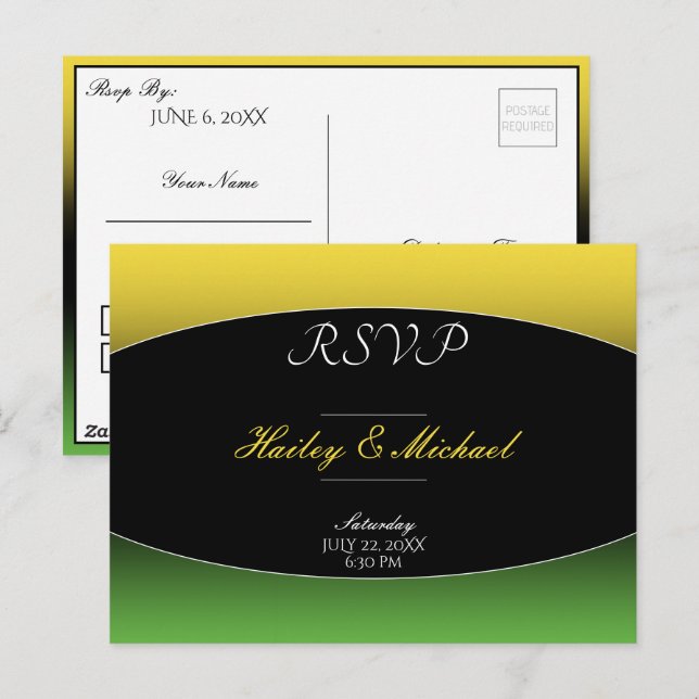 Jamaica Green Gold Caribbean Elegante Wedding UAWG Postkarte (Vorne/Hinten)
