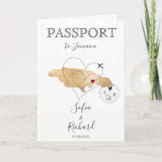 Jamaica Heart Hochzeit in Urlaubsort Passport Invi Einladung