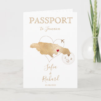 Jamaica Heart Hochzeit in Urlaubsort Passport Invi Einladung