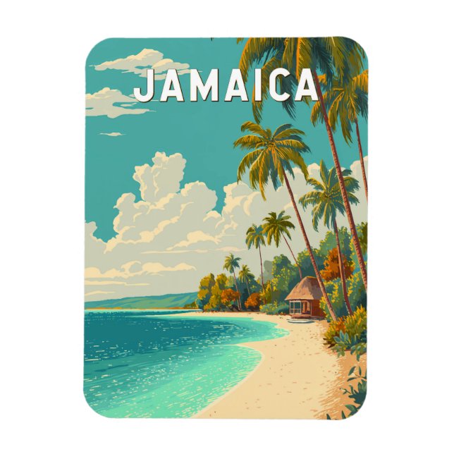 Jamaica Illustration Travel Art Vintage Magnet (Vertikal)