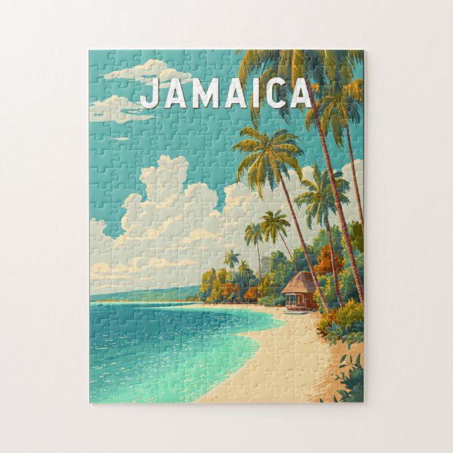 Jamaica Illustration Travel Art Vintage Puzzle (Vertikal)