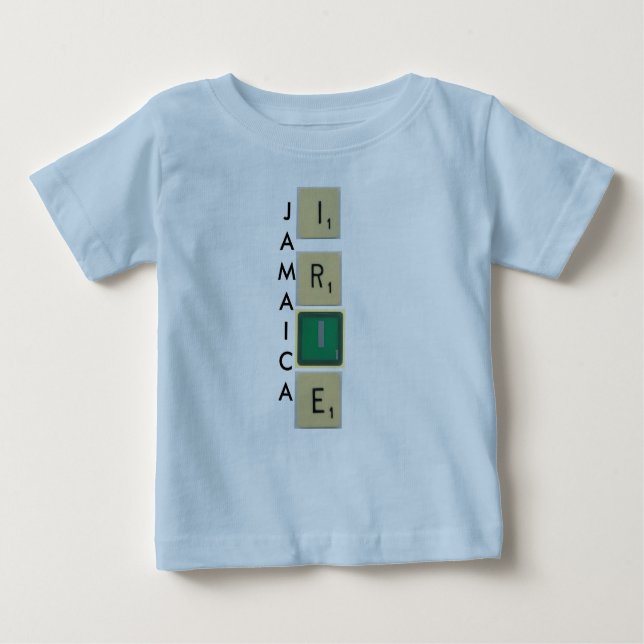 JAMAICA IRIE EIN STÜCK BABY OUTFIT. BABY T-SHIRT (Vorderseite)