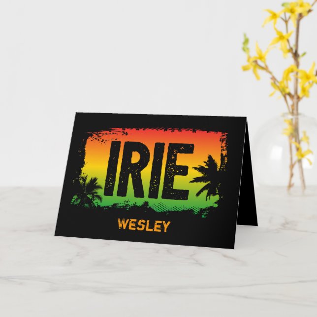 Jamaica IRIE Tropical Palm Tree Rasta Flag Farben Karte (Gelbe Blume)