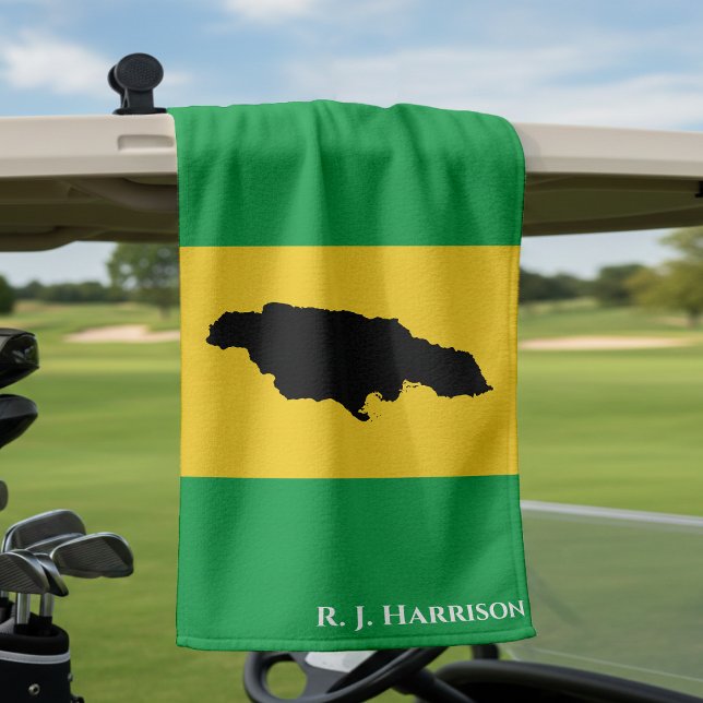 Jamaica Island Green Black Gold Jamaikanische Flag Golfhandtuch (Von Creator hochgeladen)