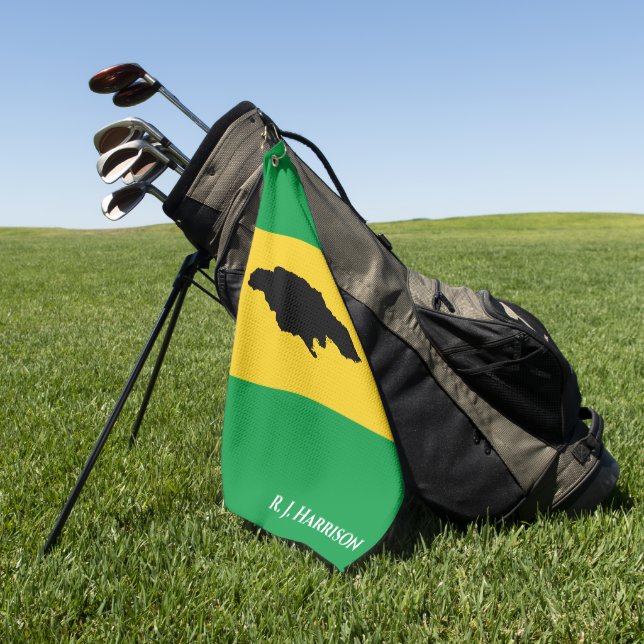 Jamaica Island Green Black Gold Jamaikanische Flag Golfhandtuch (Gras)