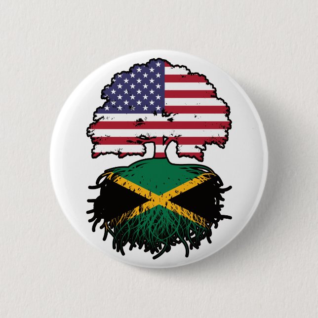 Jamaica Jamaica American USA Tree Roots Flag Button (Vorderseite)