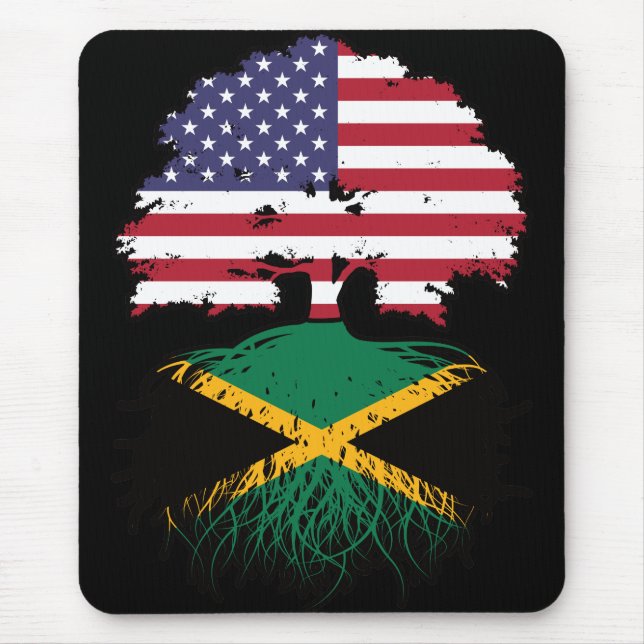 Jamaica Jamaica American USA Tree Roots Flag Mousepad (Vorne)
