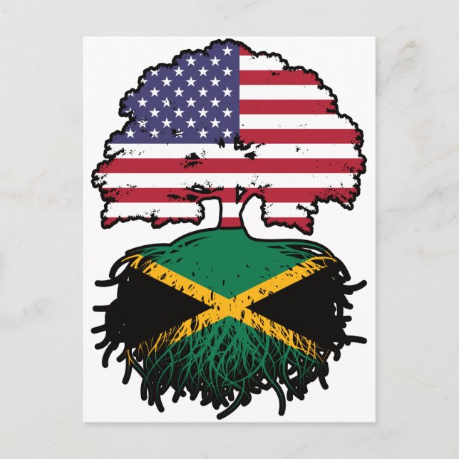 Jamaica Jamaica American USA Tree Roots Flag Postkarte (Vorderseite)
