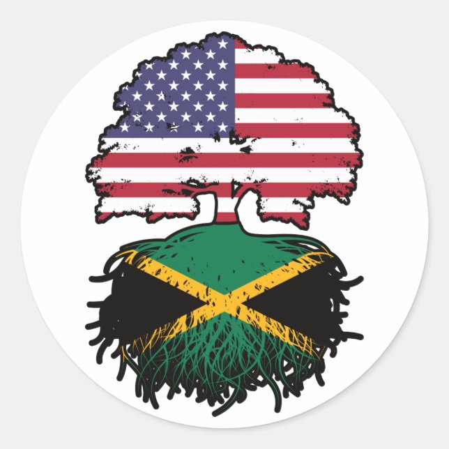 Jamaica Jamaica American USA Tree Roots Flag Runder Aufkleber (Vorderseite)