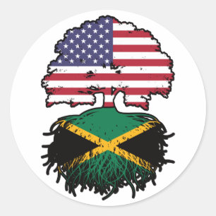 Jamaica Jamaica American USA Tree Roots Flag Runder Aufkleber