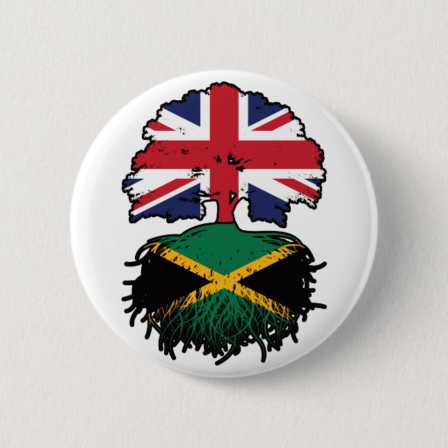 Jamaica Jamaica British UK Tree Roots Flag Button (Vorderseite)