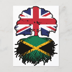 Jamaica Jamaica British UK Tree Roots Flag Postkarte