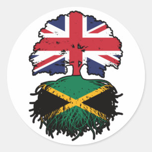 Jamaica Jamaica British UK Tree Roots Flag Runder Aufkleber