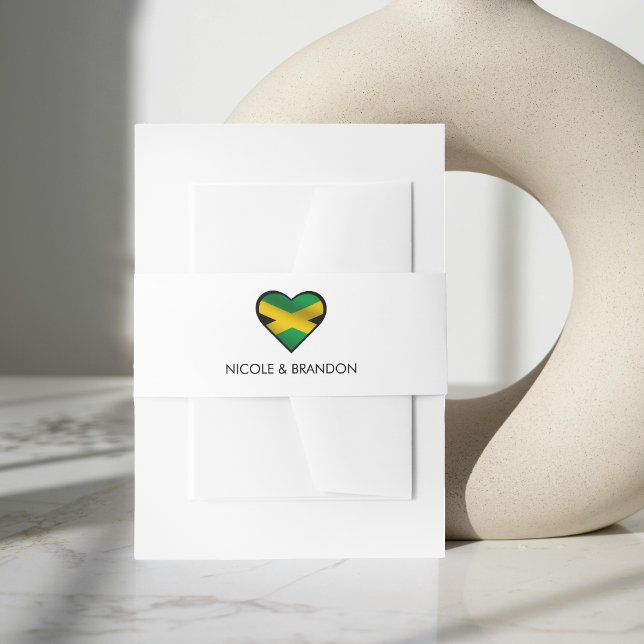 Jamaica Jamaica Flag Heart Wedding Einladungsbanderole (Jamaica Jamaican Flag Heart Wedding Invitation Belly Band)