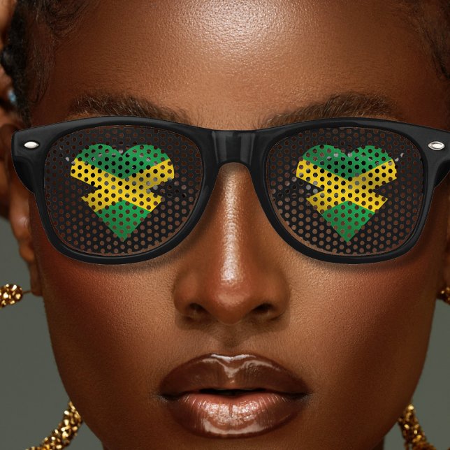 Jamaica Jamaica Flag Herz Partybrille (jamaica jamaican flag heart retro sunglasses)