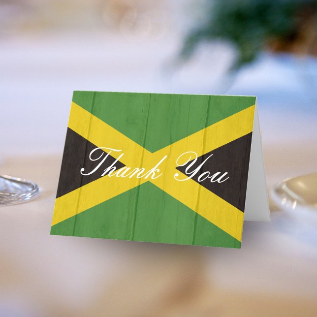 Jamaica Jamaica Wood Picture Foto Wedding Dankeskarte (Jamaica Jamaican Wood Picture Photo Wedding Thank You Card)