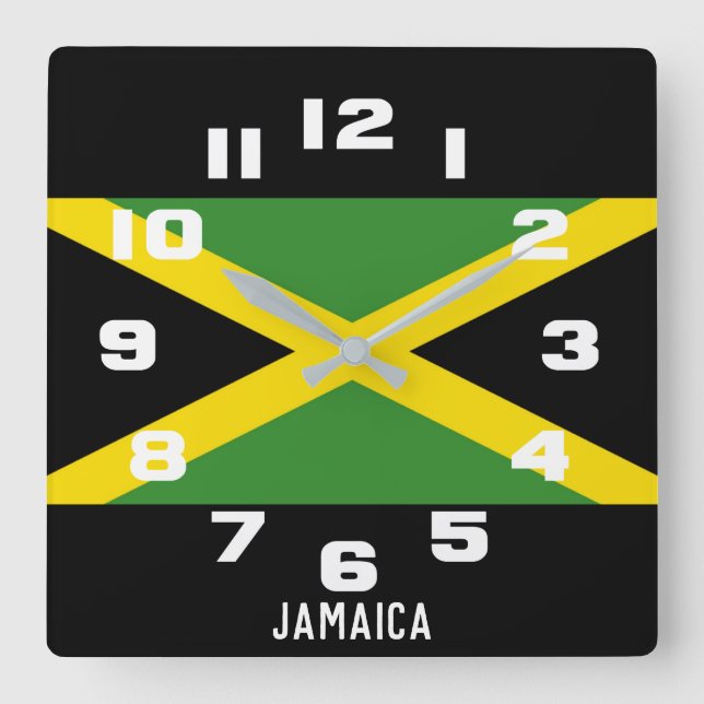 Jamaica Jamaican Flag Tropical Island Country Quadratische Wanduhr (Vorderseite)