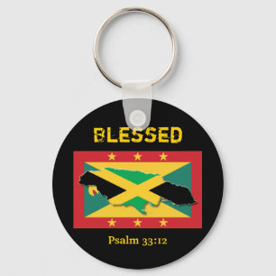 Jamaica-Karte Flagge Grenada BLESSED benutzerd Schlüsselanhänger