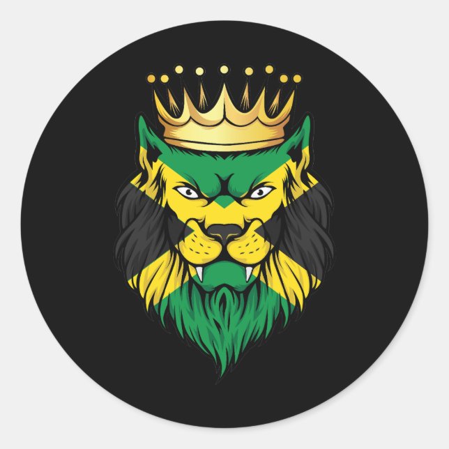 Jamaica Lion King Flag Runder Aufkleber (Vorderseite)