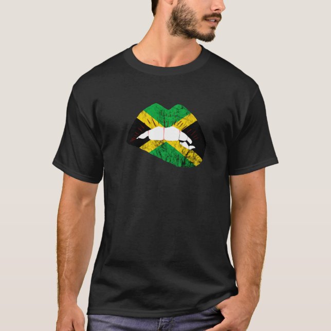 Jamaica Lips Jamaikanischer Stolz Karibisches Erbe T-Shirt (Vorderseite)