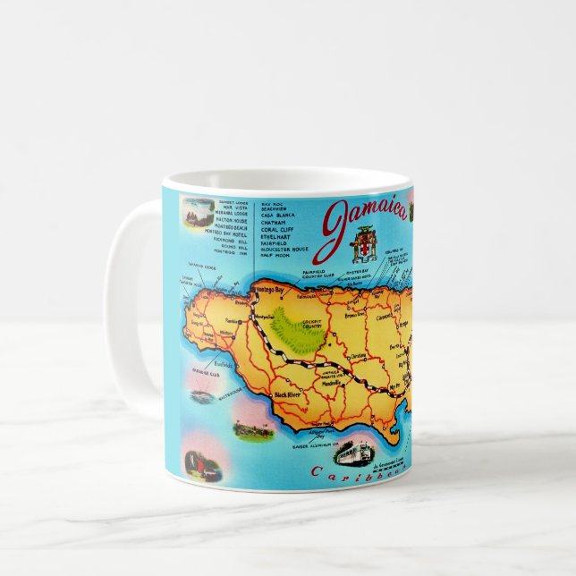 Jamaica Map Postcard Mug Kaffeetasse (Vorderseite Links)