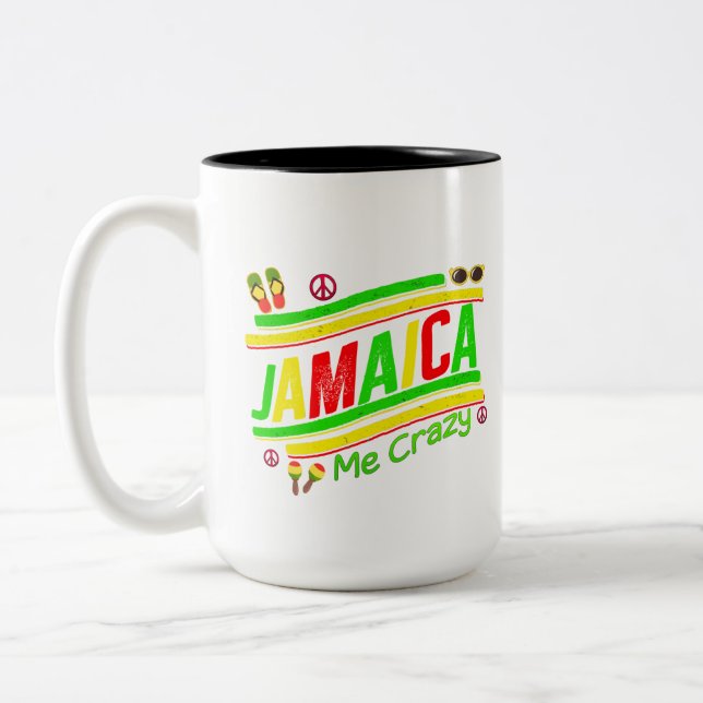 Jamaica Me Crazy Cruise Vacation Group Matching  Zweifarbige Tasse (Links)