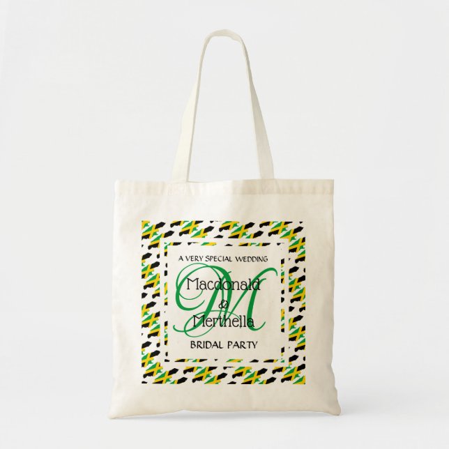 JAMAICA Monogram Custom Wedding Brautparty Tragetasche (Vorne)