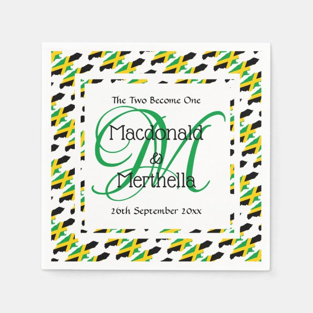 JAMAICA Monogram Custom Wedding Paper Serviette (Vorderseite)